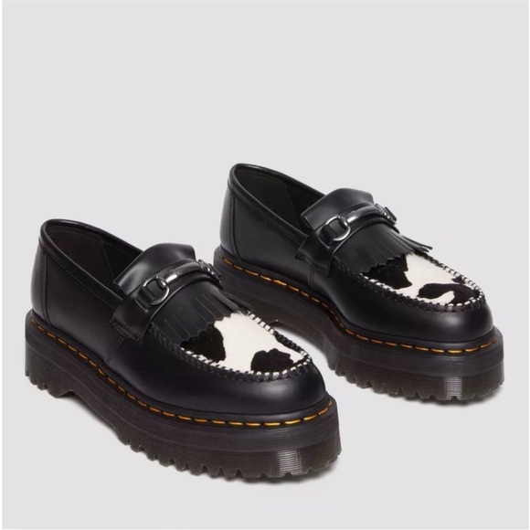 Dr. Martens Shoes - NEW Dr. Martens Adrian Snaffle Quad Platform Loafer Cow Print Unisex Size W9 M8